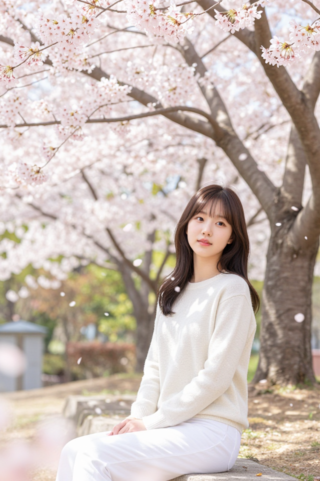벚꽃 아래 소녀