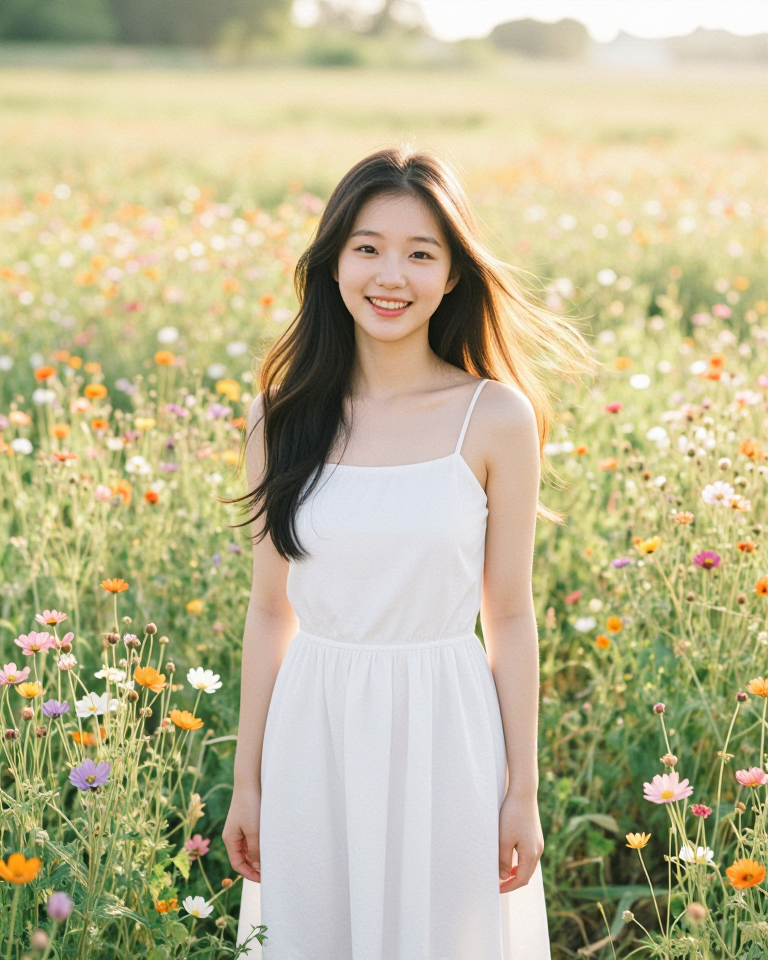들꽃 사이의 소녀