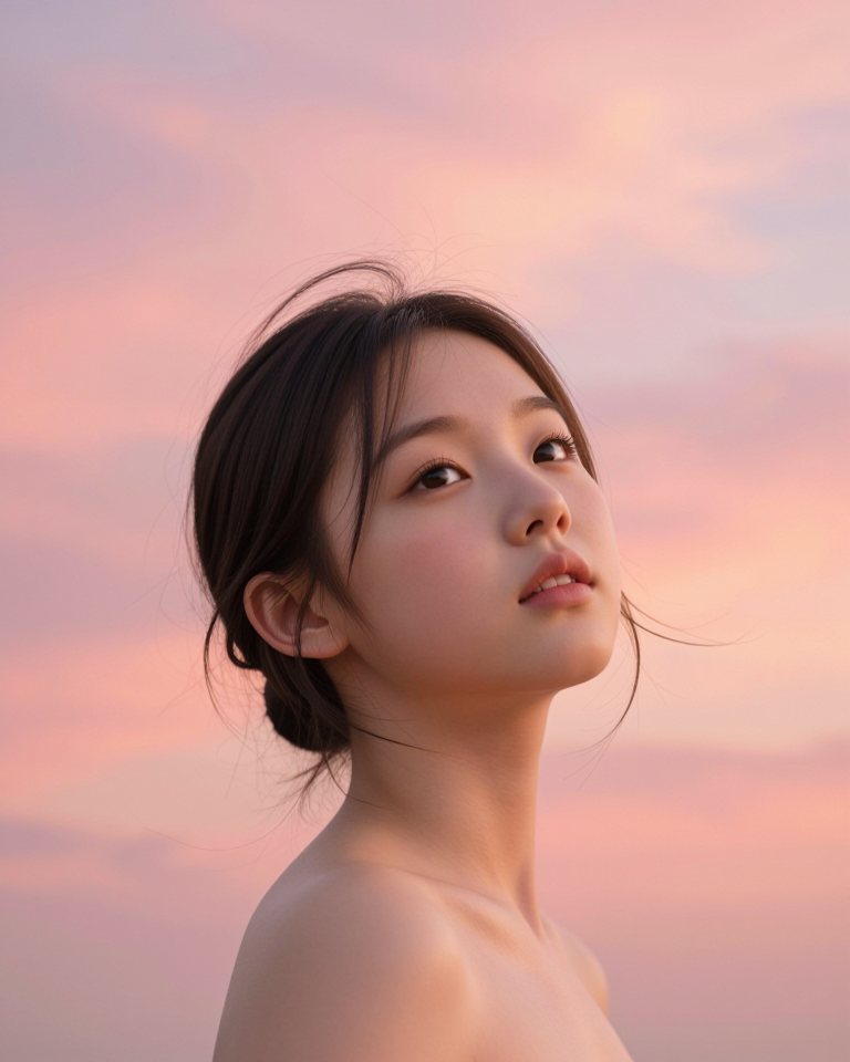 노을빛에 물든 소녀의 오후